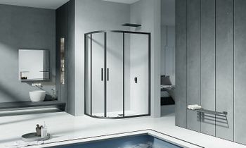 Душевой уголок Good Door Cofe R-120-C-B 120x80 КФ00004 профиль Черный стекло прозрачное — фото 3, Асимметричные душевые уголки