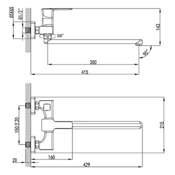 Смеситель для ванны Lemark Basis LM3617C универсальный Хром — фото 2, Смеситель для ванны