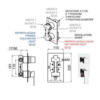 Смеситель для душа Remer Qubica Q937 Хром — фото 2, Смеситель для душа