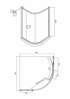 Душевой уголок Ambassador Kingston 100х100 14011113 профиль Хром стекло прозрачное — фото 2, Душевые уголки четверть круга