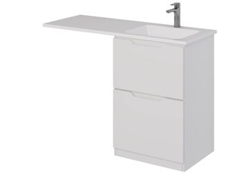 Тумба Bona, 60 см, напольная, 2 ящика, белый глянец — фото 1, Тумбы под раковину