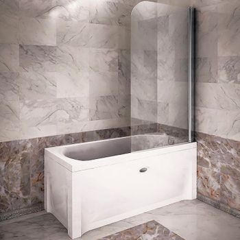 Шторка на ванну Radomir 75x140 R 1-10-0-2-0-100 профиль Хром стекло прозрачное — фото 2, Шторки для ванной распашные