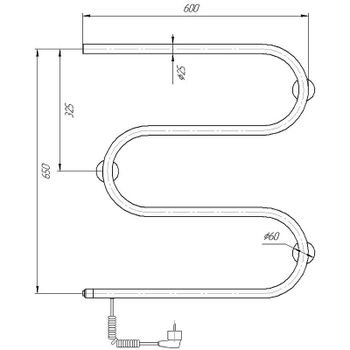 Электрический полотенцесушитель Domoterm М-образный DMT 107-25 60x60 EK L Хром — фото 2, Электрические полотенцесушители