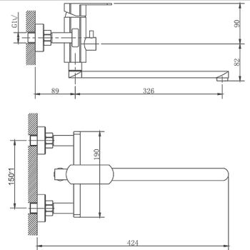 Смеситель для ванны Haiba HB22806 универсальный Нержавеющая сталь — фото 8, Смеситель для ванны