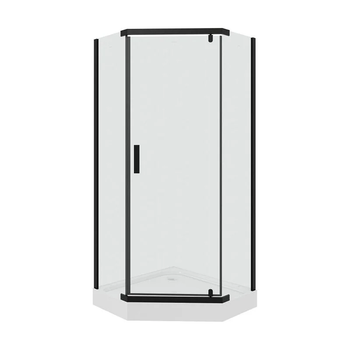 Душевой уголок Parly ZPE911FB, 90 x 90 см, с поддоном, стекло матовое, профиль черный — фото 1, Душевые уголки трапеция