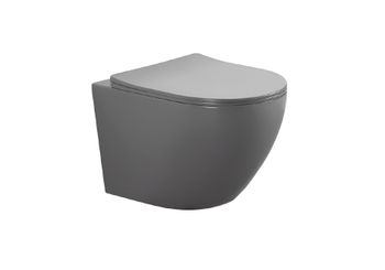 Унитаз подвесной безободковый AQUATEK ЕВРОПА AQ1901-MG 525*360*320мм, матовый серый, тонкое сиденье  — фото 8, Подвесные унитазы