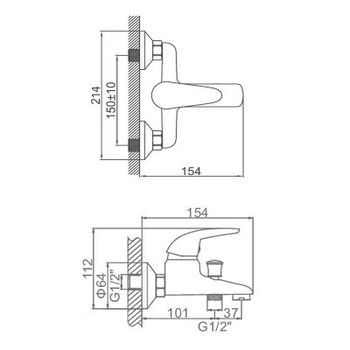 Смеситель для ванны Ledeme H38-B 3038-ВL Хром — фото 2, Смеситель для ванны