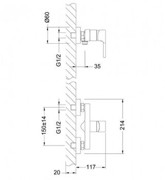 Смеситель для душа Lemark Aura LM0603C Хром Синий — фото 2, Смеситель для душа