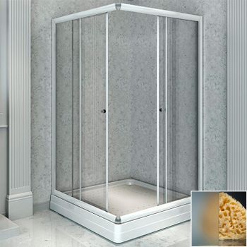 Душевой уголок Radomir 100x100 1-03-1-0-0-1191 с поддоном профиль Белый стекло матовое — фото 1, Квадратные душевые уголки