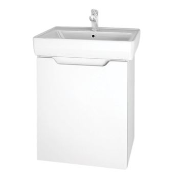 Тумба MINI, 50 см, подвесная/напольная, 1 дверца, белый глянец — фото 1, Тумбы под раковину