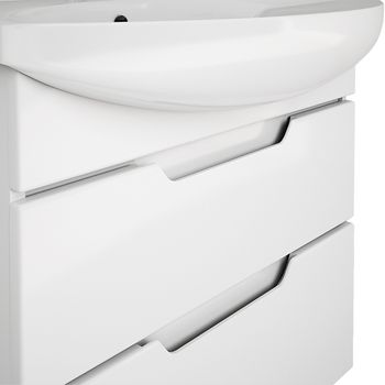 Тумба LAGUNA PLUS, 65 см, подвесная/напольная, 2 ящика, с опорами, белый глянец — фото 15, Тумбы под раковину