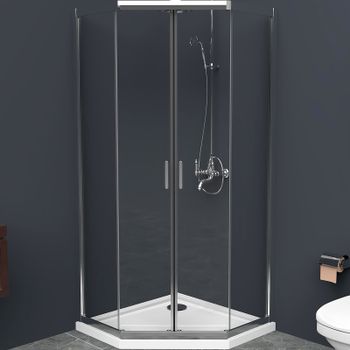 Душевой уголок BelBagno Uno 100х100 UNO-195-P-2-100-C-Cr профиль Хром стекло прозрачное — фото 1, Прямоугольные душевые уголки