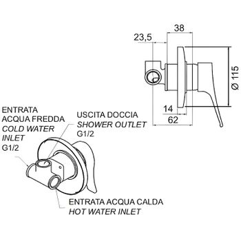 Смеситель для душа Remer Project P30 Хром — фото 2, Смеситель для душа