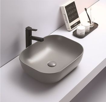 Раковина-чаша CeramaLux 50 78104MH-5 Светло-серая — фото 1, Раковины накладные