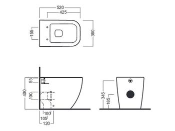 Унитаз Hatria Bianca Y3AL01 приставной без сиденья — фото 3, Приставные унитазы