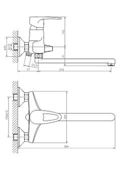 Смеситель для ванны Haiba HB2265 универсальный Хром — фото 2, Смеситель для ванны