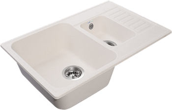 GRANFEST Мойка QUARZ 21К 1,5-чаши+крыло 740*480мм белый арт.GF-Z- — фото 2, Кухонные мойки