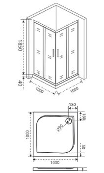 Душевой уголок Good Door Infinity CR-100-G-CH 100х100 профиль Хром стекло Грейп — фото 2, Квадратные душевые уголки