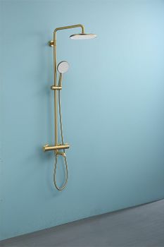 Душевая система Raglo R20.26.03 с термостатом Золото матовое — фото 15, Душевые стойки