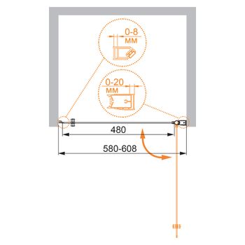 Душевая дверь CEZARES ELENA-W-B-1-60-C-Cr — фото 3, Душевые двери в нишу