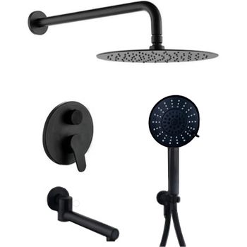 Душевая система ALMAes Ruver TVZ-8830 Черная матовая — фото 1, Встраиваемые душевые комплекты