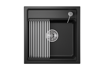 Granula-KS-5002, ЧЁРНЫЙ кухонная мойка, кварц — фото 1, Кухонные мойки