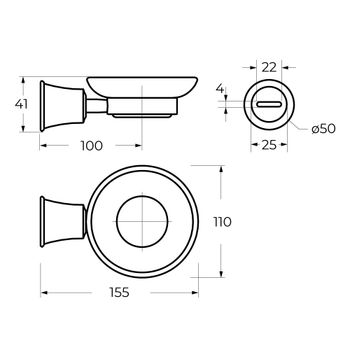 Мыльница подвесная CEZARES LIBERTY CZR-F-8987 — фото 2, Аксессуары для раковины