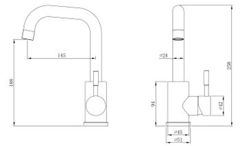 Смеситель "Orlando"  д/рак, поворотный, нерж.сталь, арт. OL26M — фото 2, Смесители для раковины