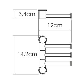 K-1053POLISHED BLACK Держатель полотенец тройной — фото 1, Полотенцедержатели