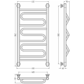 Водяной полотенцесушитель Сунержа Элегия+ 800х400 31-0205-8040 Черный матовый — фото 3, Водяные полотенцесушители