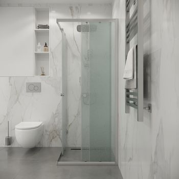 Душевое ограждение Niagara Eco NG-1010-14QMT (100х100х190) квадрат,раздвижное,хром,стекло матовое,1  — фото 2, Квадратные душевые уголки