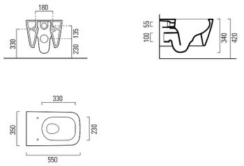 Унитаз GSI Nubes 961511 подвесной без сиденья — фото 2, Подвесные унитазы