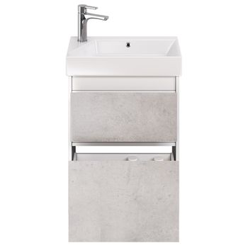 Тумба SLIM, 55 см, подвесная/напольная, 2 ящика, белый глянец / бетон — фото 8, Тумбы под раковину