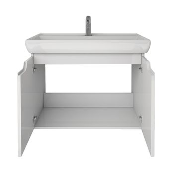 Тумба Q (D), 70 см, подвесная, 2 дверцы, белый глянец — фото 12, Тумбы под раковину