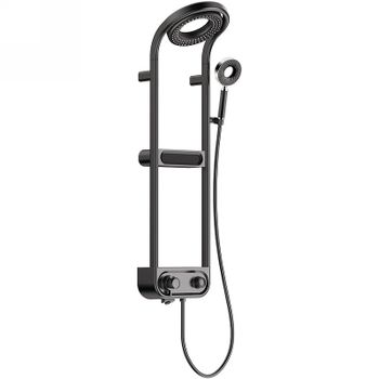 Душевая система AQUAme AQM8004B с термостатом Черная матовая — фото 1, Душевые стойки