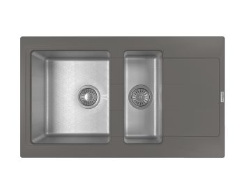 Florentina Мойка "Комби" 860 К, серый шелк FS — фото 1, Кухонные мойки