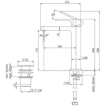 Смеситель для раковины Remer Absolute AU10ACC Хром — фото 2, Смесители для раковины