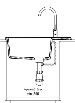 GRANFEST Мойка LEVEL 660L 1-чаша+крыло 660*500мм иней арт.GF- — фото 4, Кухонные мойки