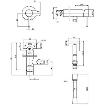 Гигиенический душ со смесителем AQUAme Siena AQM6217MB Черный матовый — фото 2, Гигиенические души