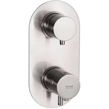 Смеситель для душа Remer Minimal Thermo NT93KBNP с термостатом Никель брашированный — фото 1, Смеситель для душа