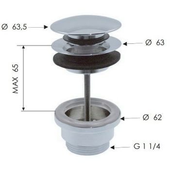 Донный клапан Remer 905CCR114XV click-clack Сталь — фото 2, Донные клапаны
