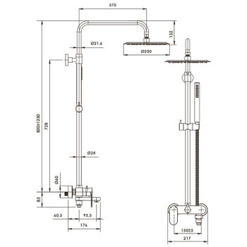 A17301 Душевой комплект со смесителем — фото 2, Душевые стойки
