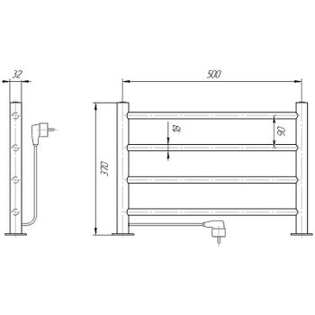 Электрический полотенцесушитель Domoterm Полка DMT-T4 38x53 EK L Хром — фото 2, Электрические полотенцесушители