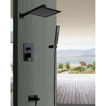 Душевая система ALMAes Teivaz TVZ-1805 Черная матовая — фото 1, Встраиваемые душевые комплекты