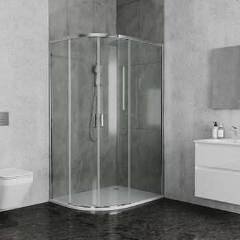 Душевой уголок Ambassador Queen 120х80 11011103R профиль Хром стекло прозрачное — фото 1, Асимметричные душевые уголки