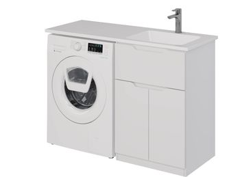 Тумба Vega, 60 см, напольная, 1 ящик, 2 дверцы, белый глянец — фото 8, Тумбы под раковину