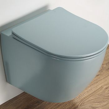 Унитаз CeramaLux 2197MLG подвесной Зеленый матовый с сиденьем Микролифт — фото 1, Подвесные унитазы