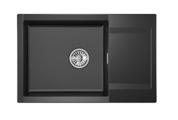 Granula-ES-7807, ШВАРЦ (чёрный металлик), кухонная мойка, кварц, ESTETICA — фото 2, Кухонные мойки