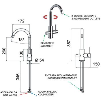 Смеситель для кухни Remer Minimal N792DWXV Сталь — фото 2, Смесители для кухни