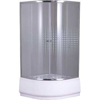 Душевой уголок Parly 90x90 Z9011 профиль Хром стекло прозрачное с рисунком — фото 1, Душевые уголки четверть круга